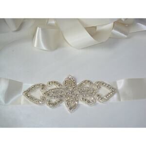 White rhinestone bridal belt sash rhinestone wedding evening wear dress belt